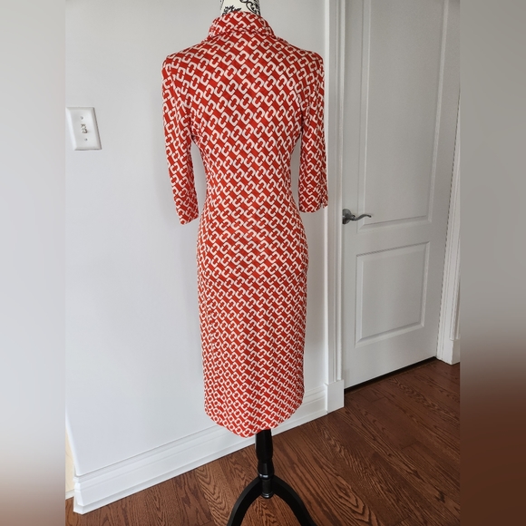 DVF Diane von Furstenberg Mid Length Chain Red Dress Size 6 - Picture 5 of 7